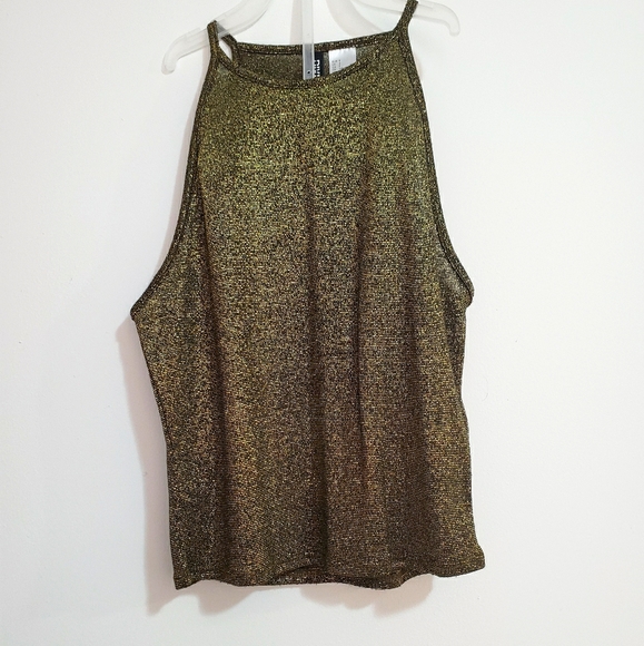 Tops - Gold glitter crop